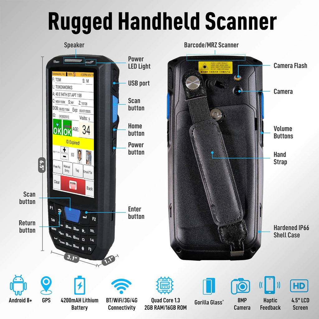 ID Scanner with Charger Cradle and Hand Strap D987