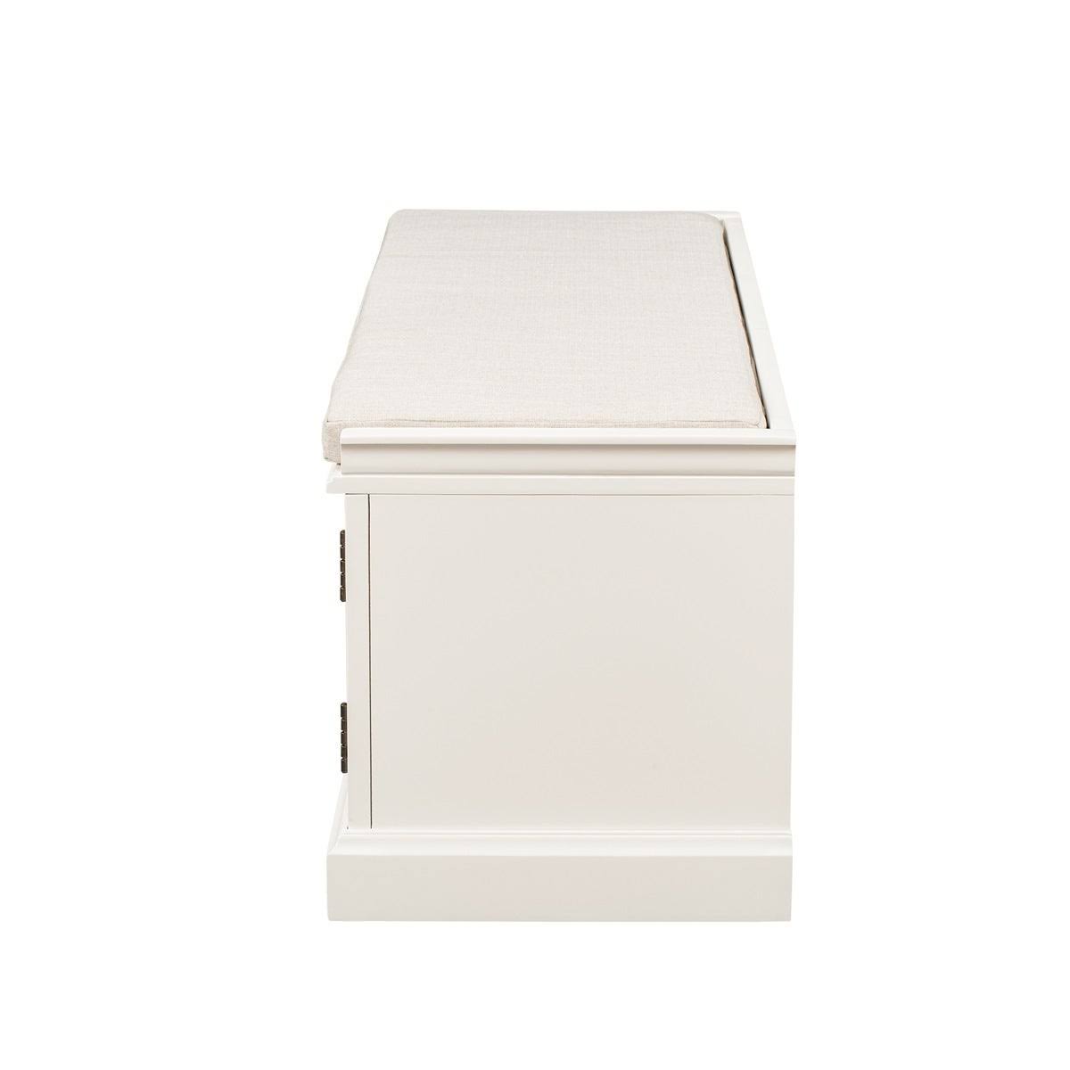 White Storage Bench with 2 Drawers and 2 Cabinets C20023