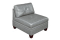 Grey Genuine Leather Tufted Armless Chair Y5294