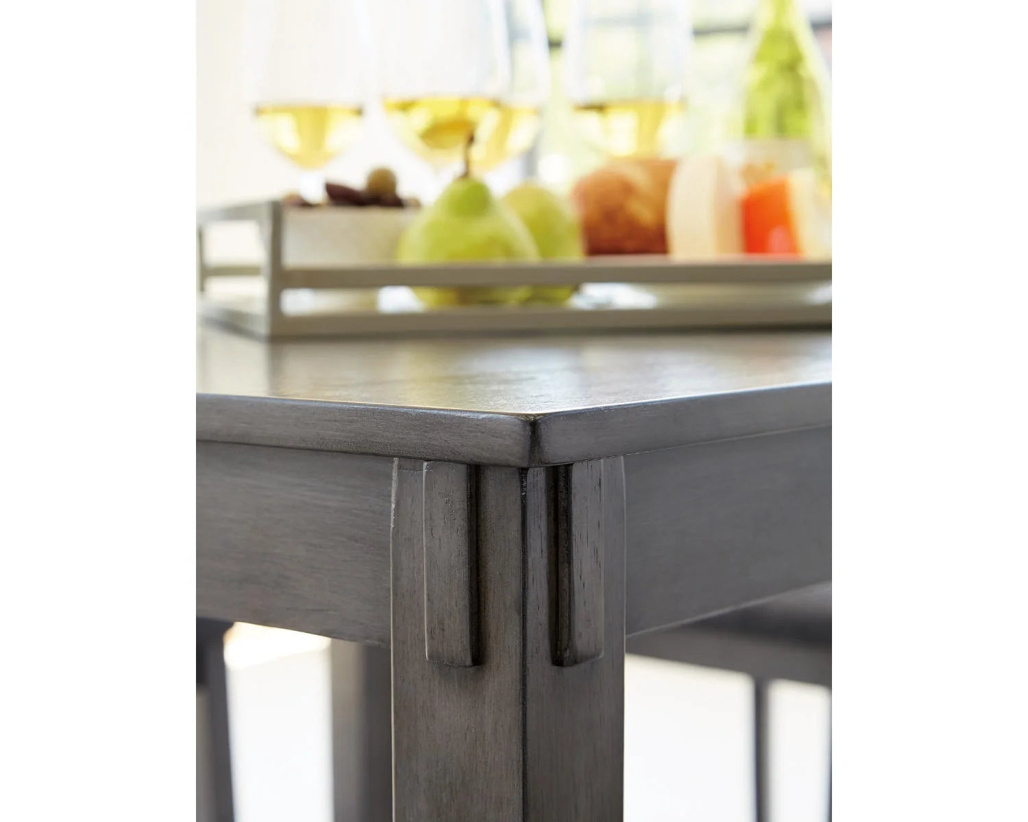 Counter Height Dining Table and Bar Stools Set of 5 Gray P213