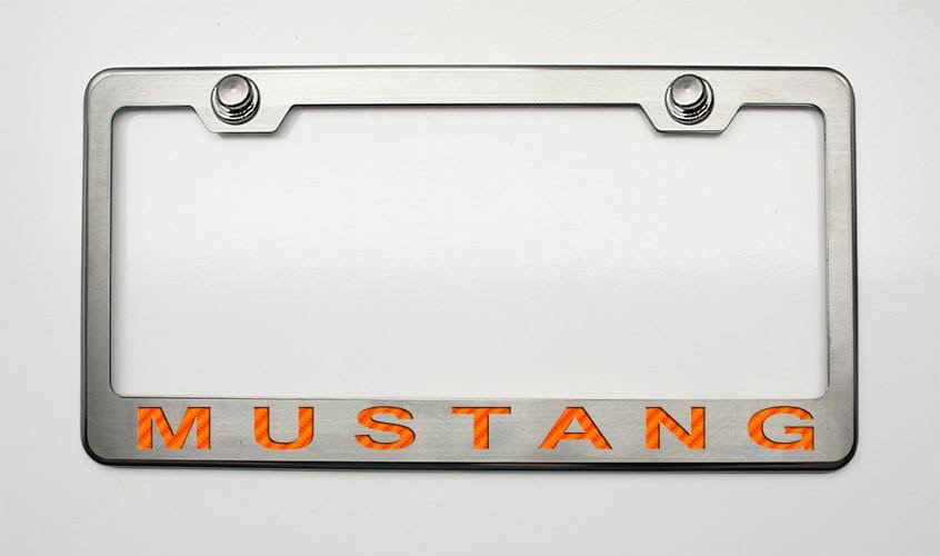 Black Orange Mustang License Plate Frame Y29916