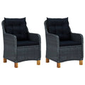 2 pcs Poly Rattan Dark Gray Patio Chairs with Cushions U160235