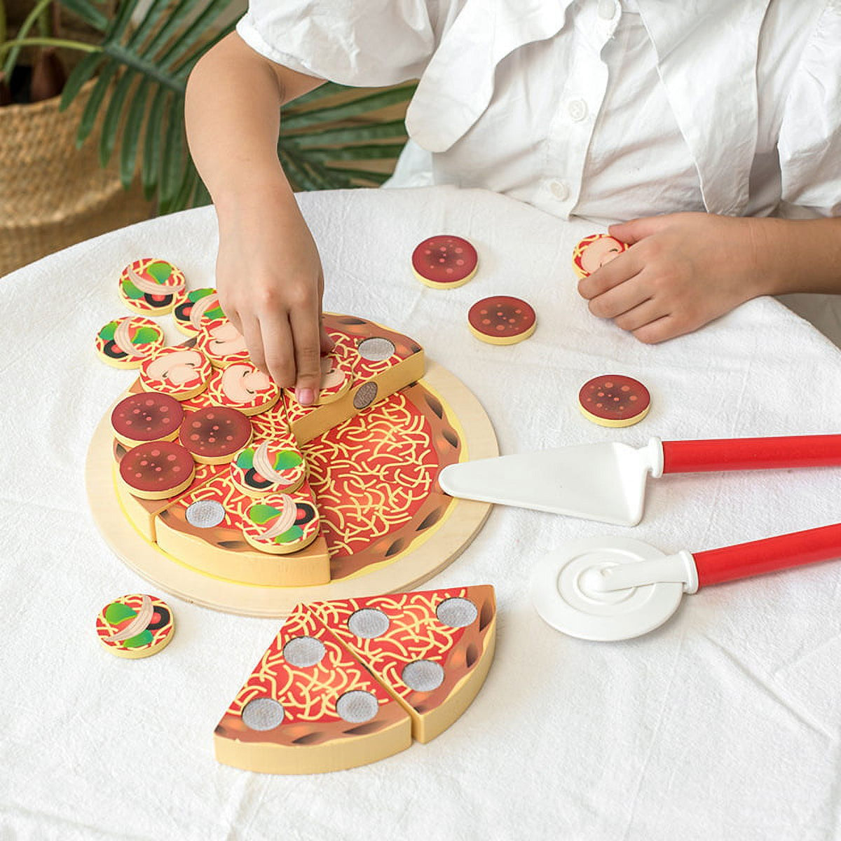 Pretend Play Food Pizza Set, Montessori Learning Toys, Play Kitchen Accessories B229