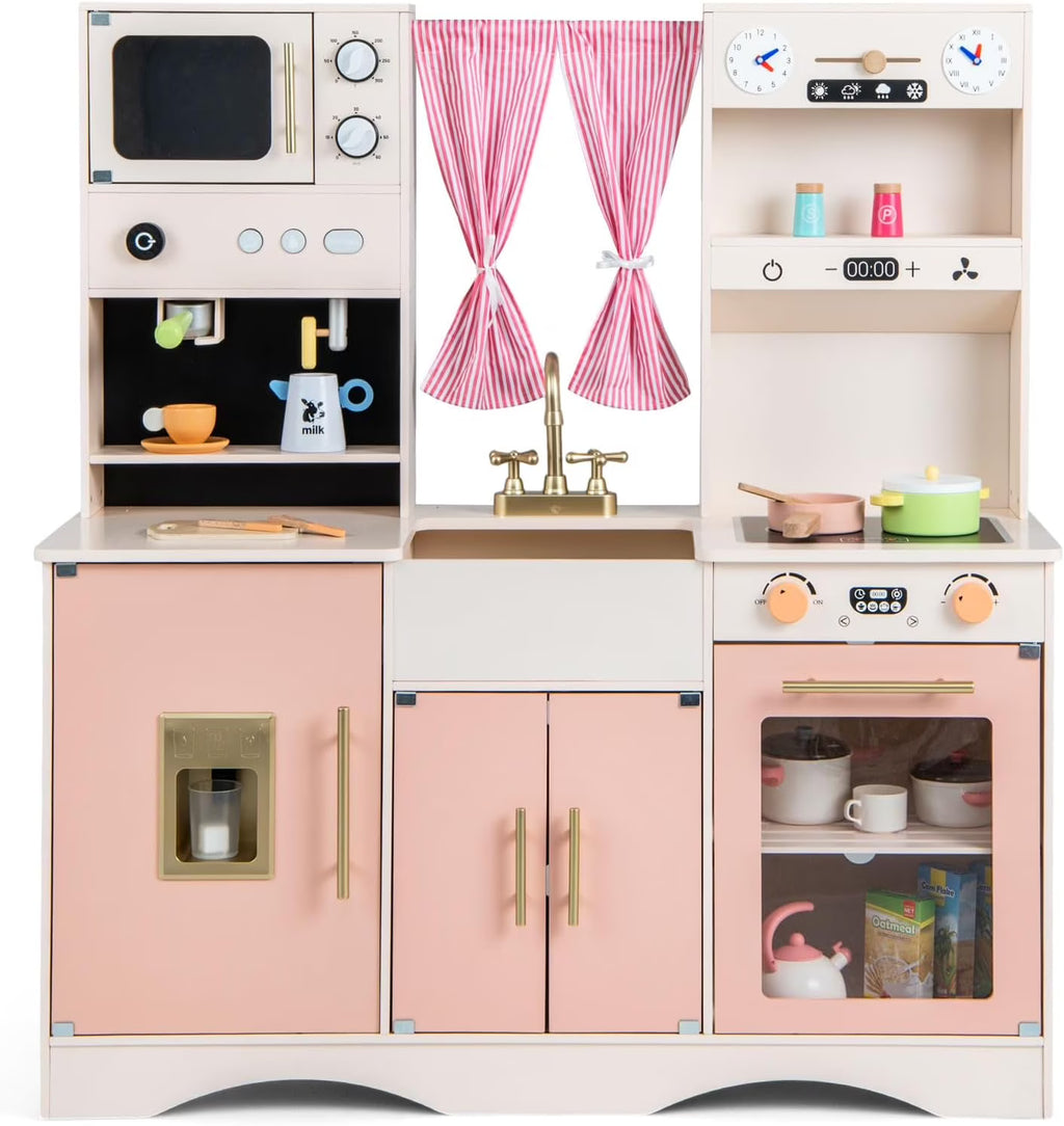 Peach Pink Wooden Kids Kitchen Playset O419239