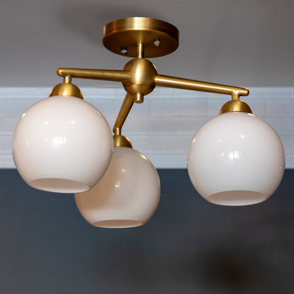 3-Light Glass Semi-Flush Lighting Y578