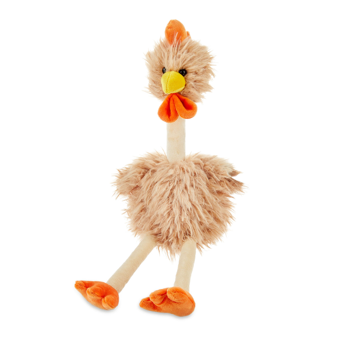 18 in Brown and Orange Fuzzy Chicken Plush T462