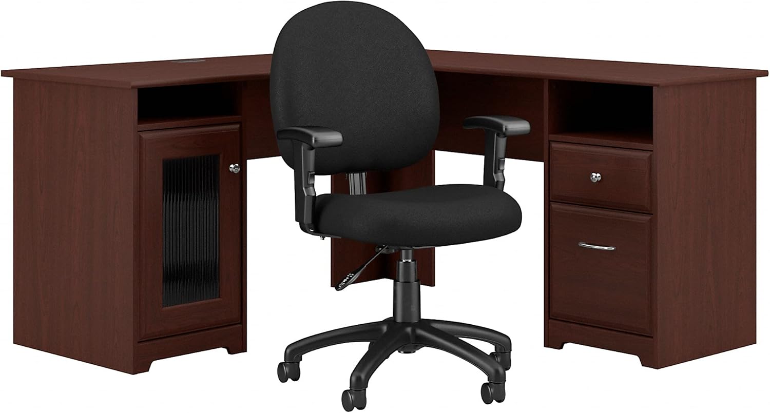 60W L Desk with Chair, Heather Gray K827712
