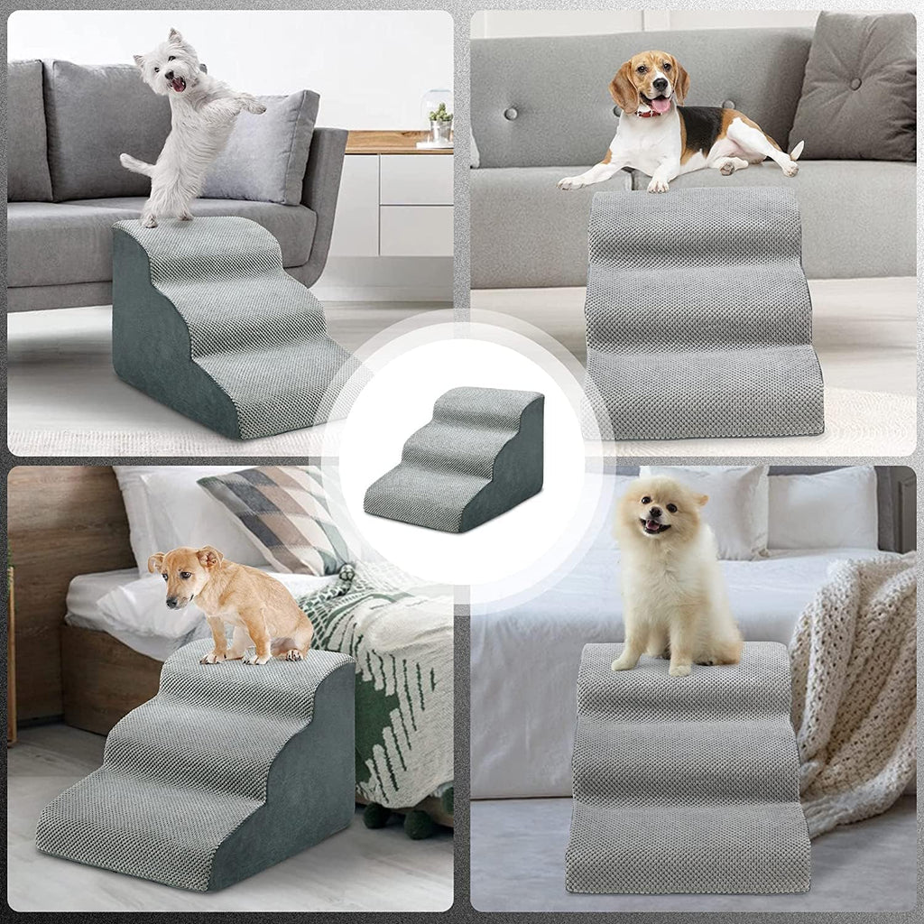 3 Tiers Non-Slip Foam Dog Ramp Stairs for Sofa Q73364