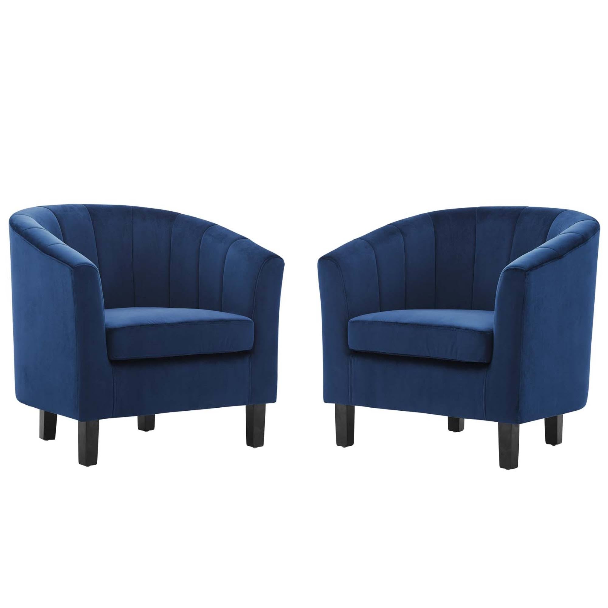 Navy Tufted Performance Velvet Armchair Set of 2 S1936