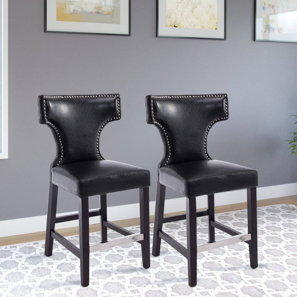 Black Metal Studs Counter Height Barstool (Set of 2) R8413