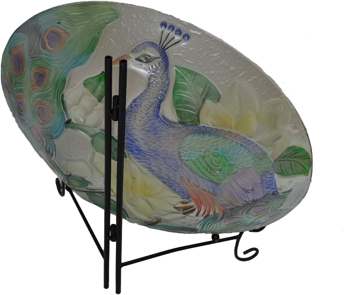 Deep Hand Painted Glass Plate, 18 by 3-Inch B3574
