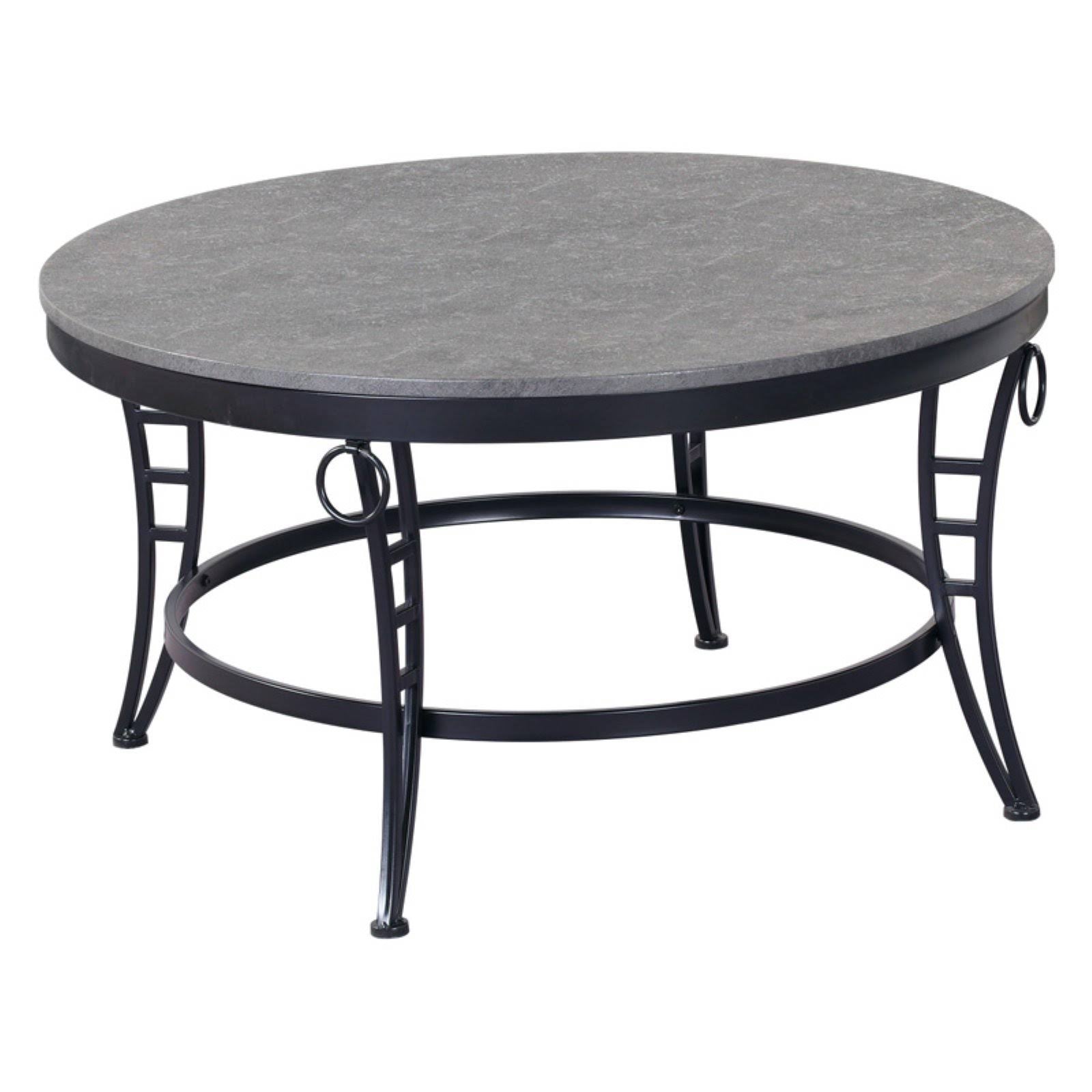 Cathedral Gray And Black Round Coffee Table With Metal Legs M1709
