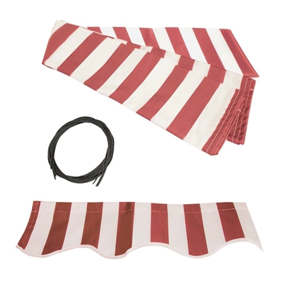 Black Frame Motorized Retractable Patio Canopy Awning 10x8 Red/White O534420