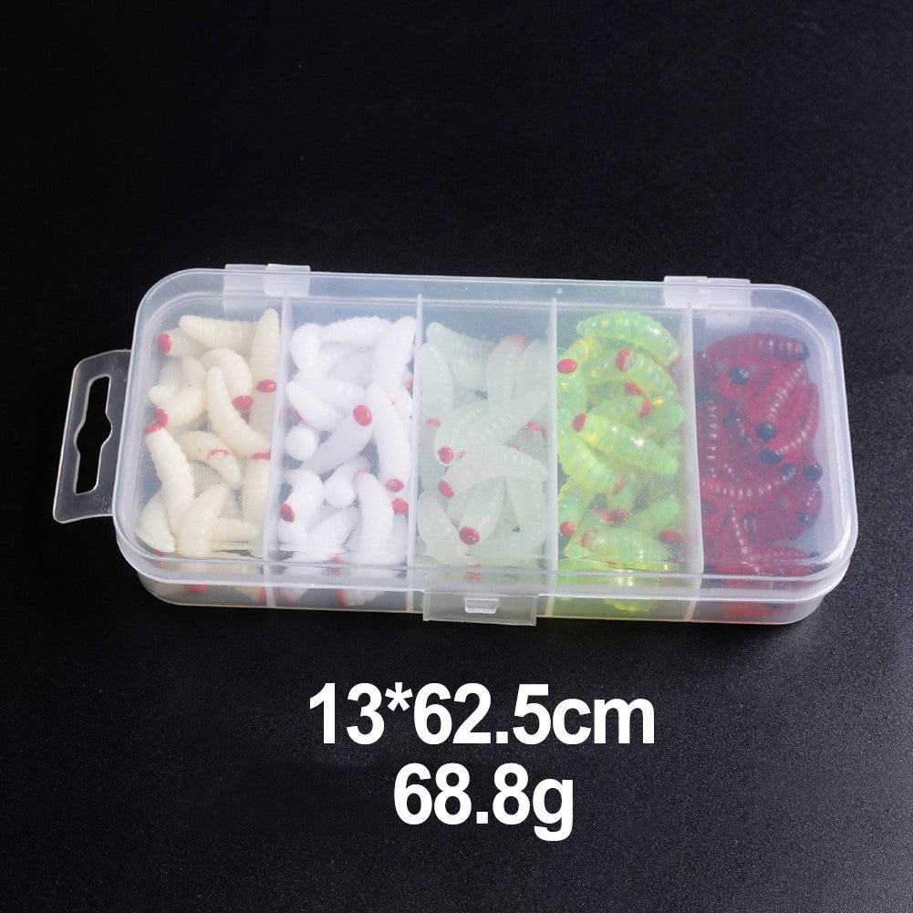 100pcs Boxed Fishing Soft Bait Artificial Maggots Q31599
