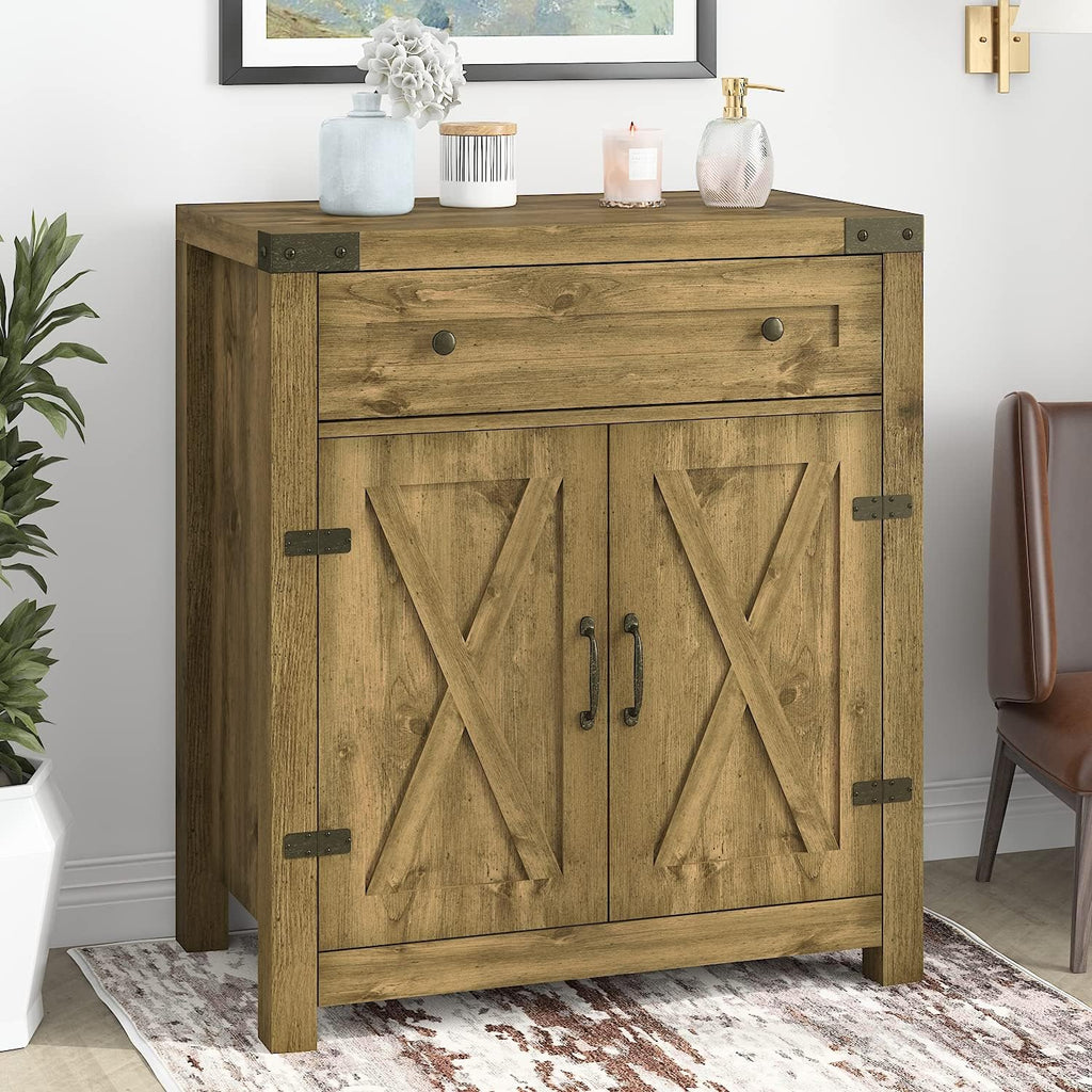 Espresso Farmhouse Accent Cabinet with Drawer & Adjustable Shelves N75341