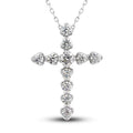 14K White Gold Natural Diamond Cross Pendant Necklace with 18 inch Chain H36661