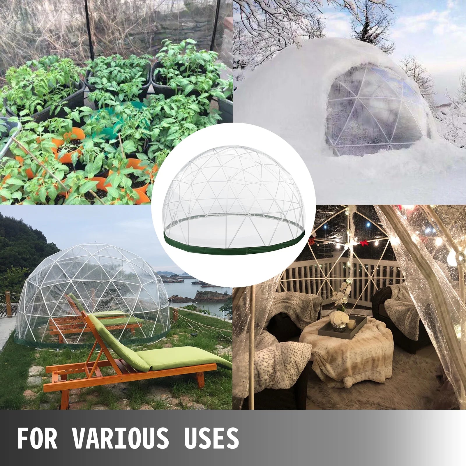 9.5ft PVC Geodesic Dome Bubble Tent with Door and Windows P985878