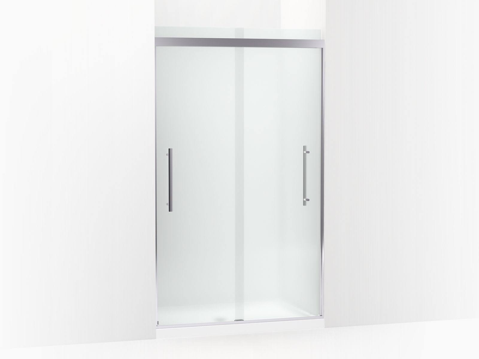 Frameless Sliding Shower Door with Crystal Clear Glass and Bright Polished Silver Frame L8555
