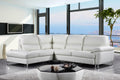 Off White Leather Sectional Sofa with Left Facing Chaise Lounge A386