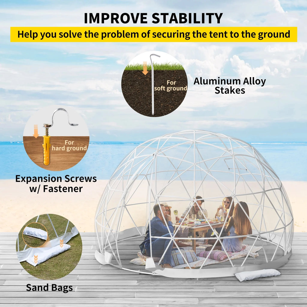 9.5ft PVC Geodesic Dome Bubble Tent with Door and Windows P985878