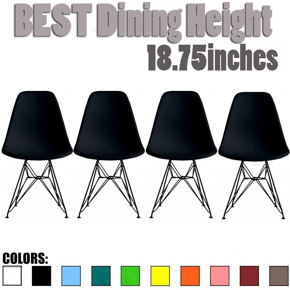 Set of 4 Black Plastic Dining Room Chairs O23029