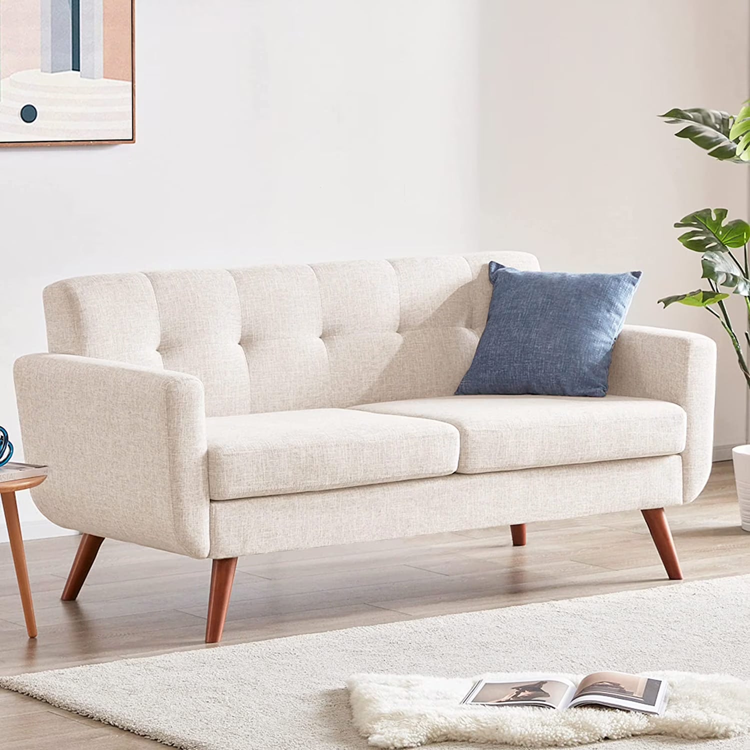 Beige Tufted Loveseat Sofa Y5254