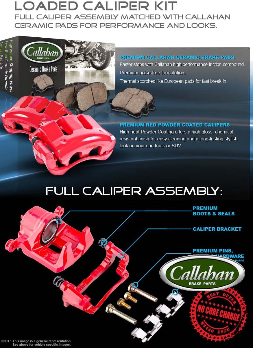 Premium Loaded OE Caliper Assembly Set + Quiet Low Dust Ceramic Brake Pads T217