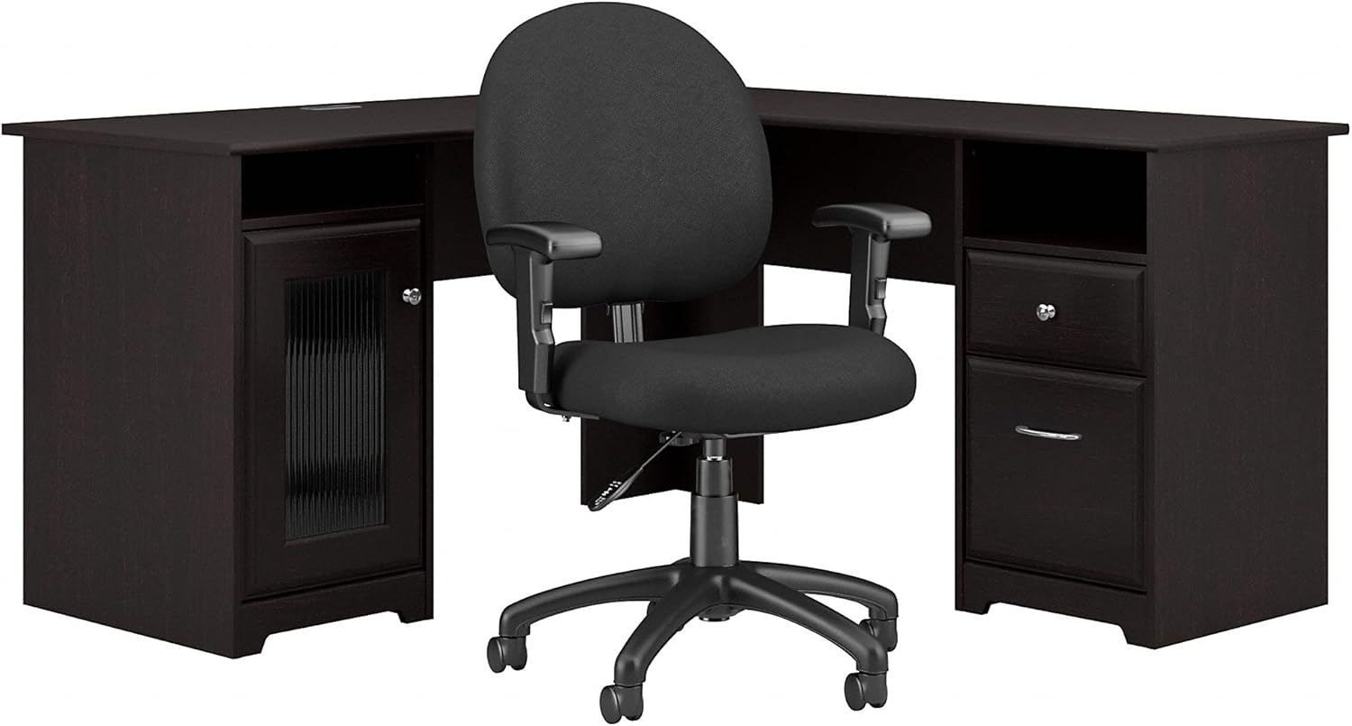 60W L Desk with Chair, Heather Gray K827712