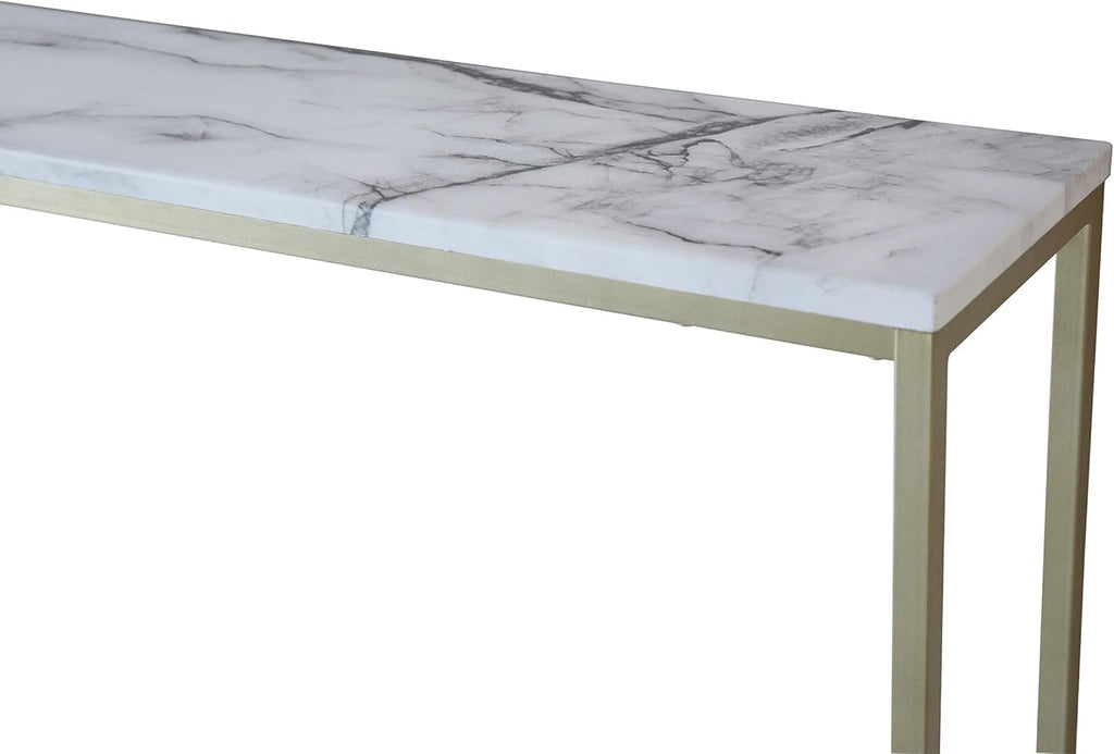Faux Marble Console Table with Gold Metal Frame X1340