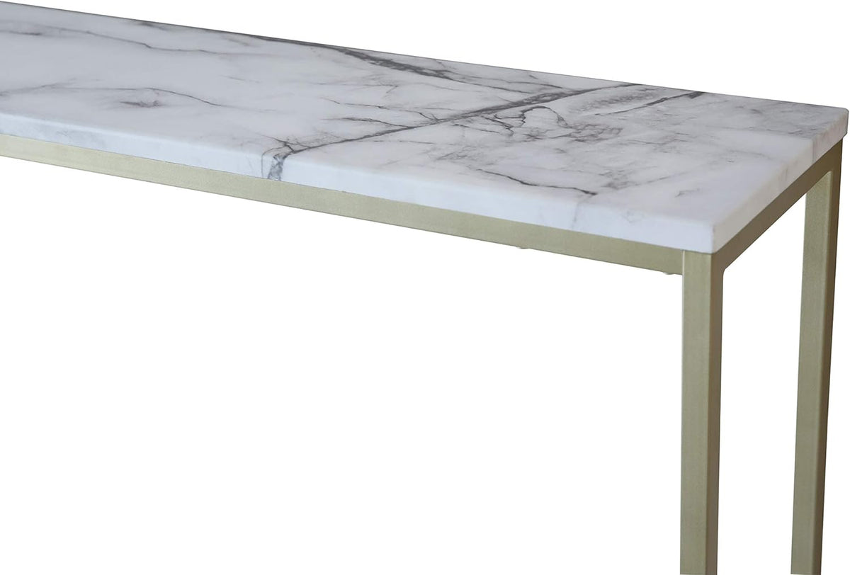 Faux Marble Console Table with Gold Metal Frame X1340