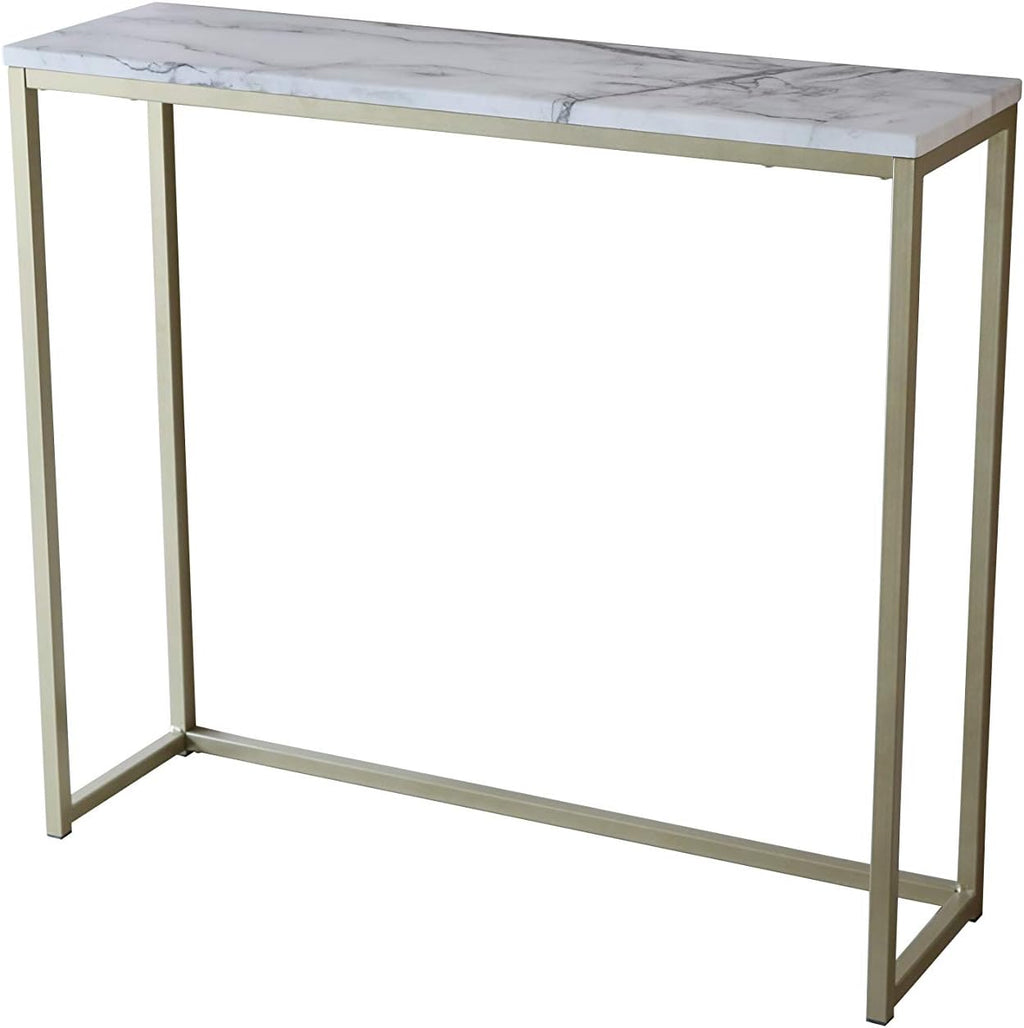 Faux Marble Console Table with Gold Metal Frame X1340