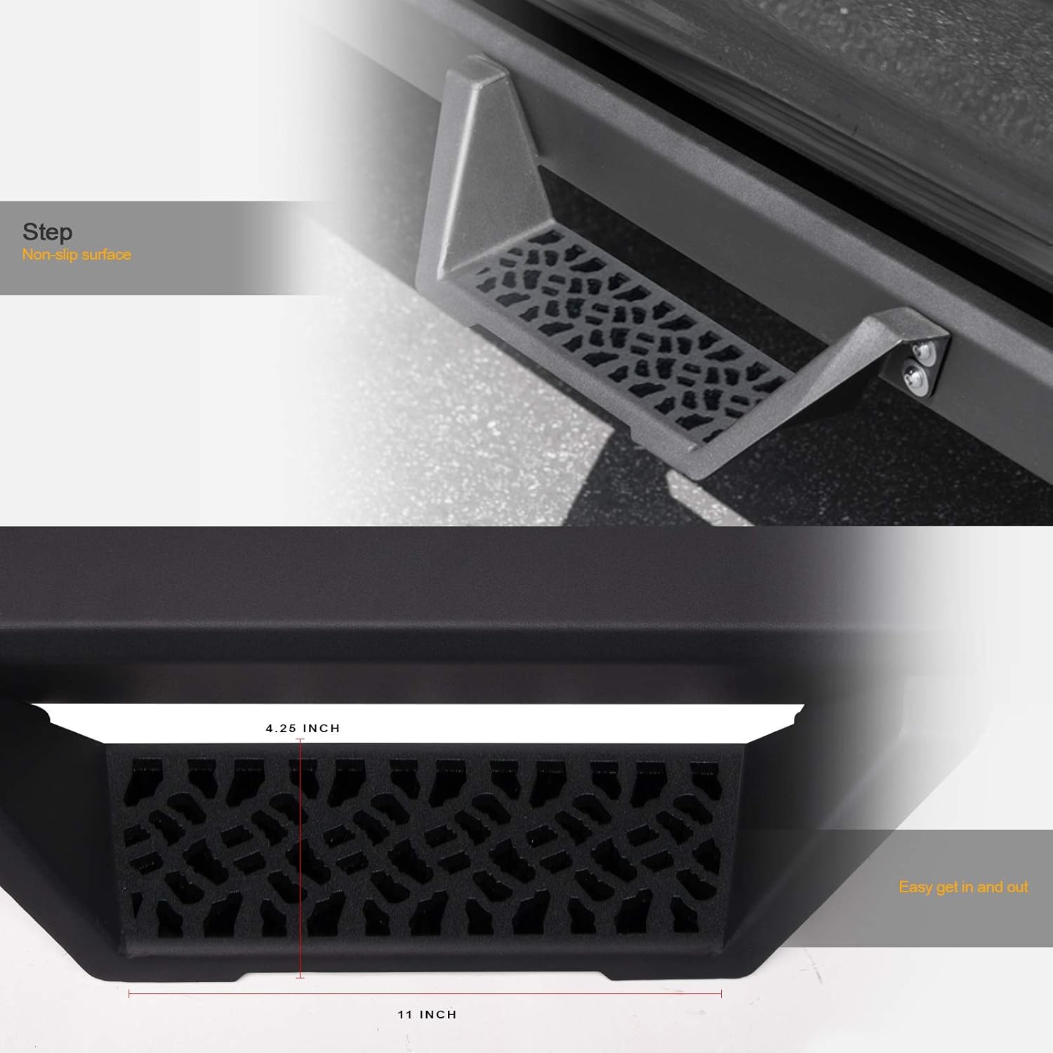 Matte Black Modular Drop Step Side Nerf Bars Rail Running Boards O1506