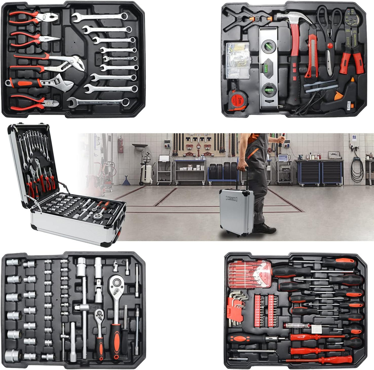 187-Piece Tool Kit with Wheels Tool Box T2620