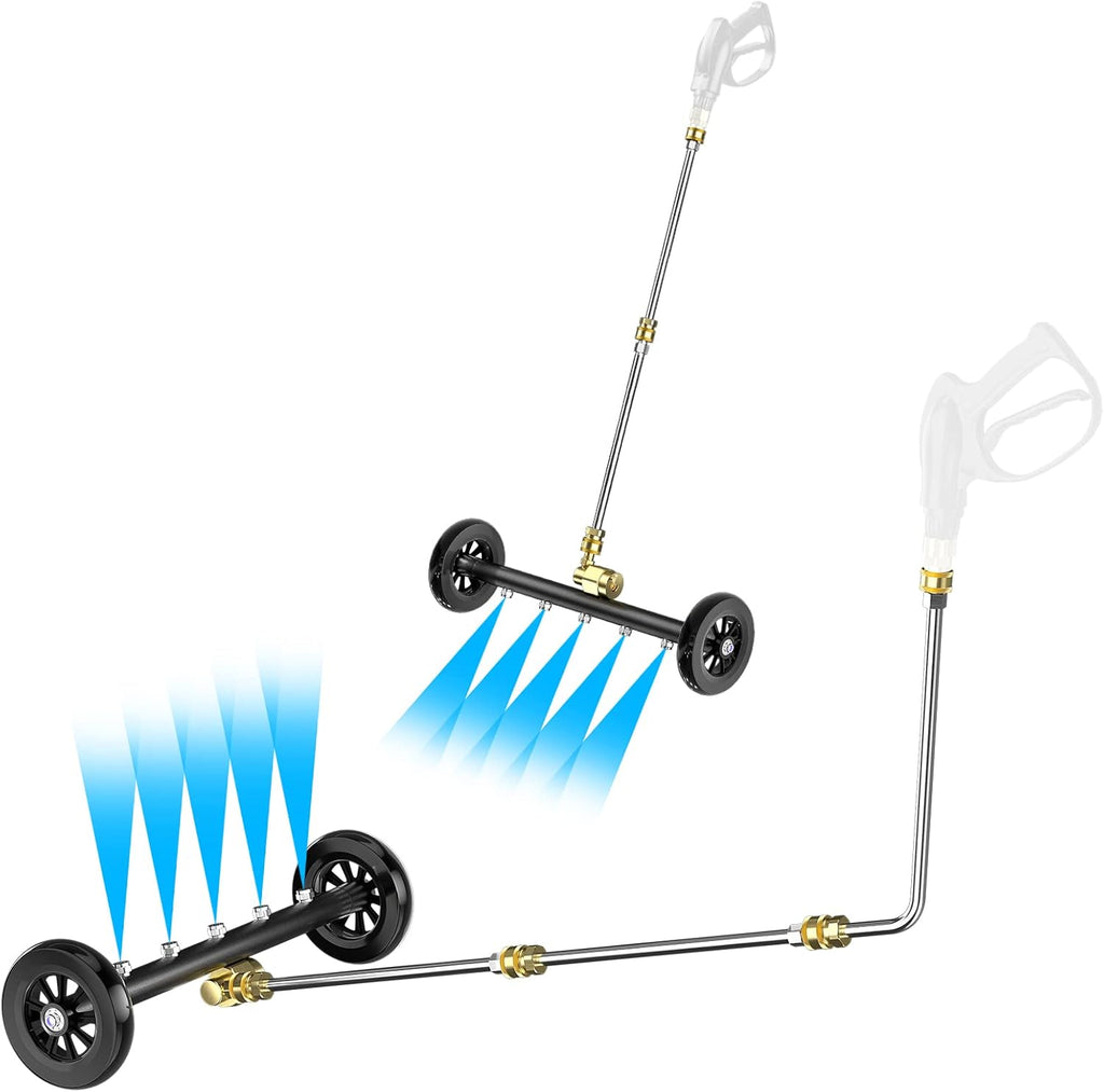18 Inch Pressure Washer Water Broom Surface Cleaner with 3 Extension Wand Q16134
