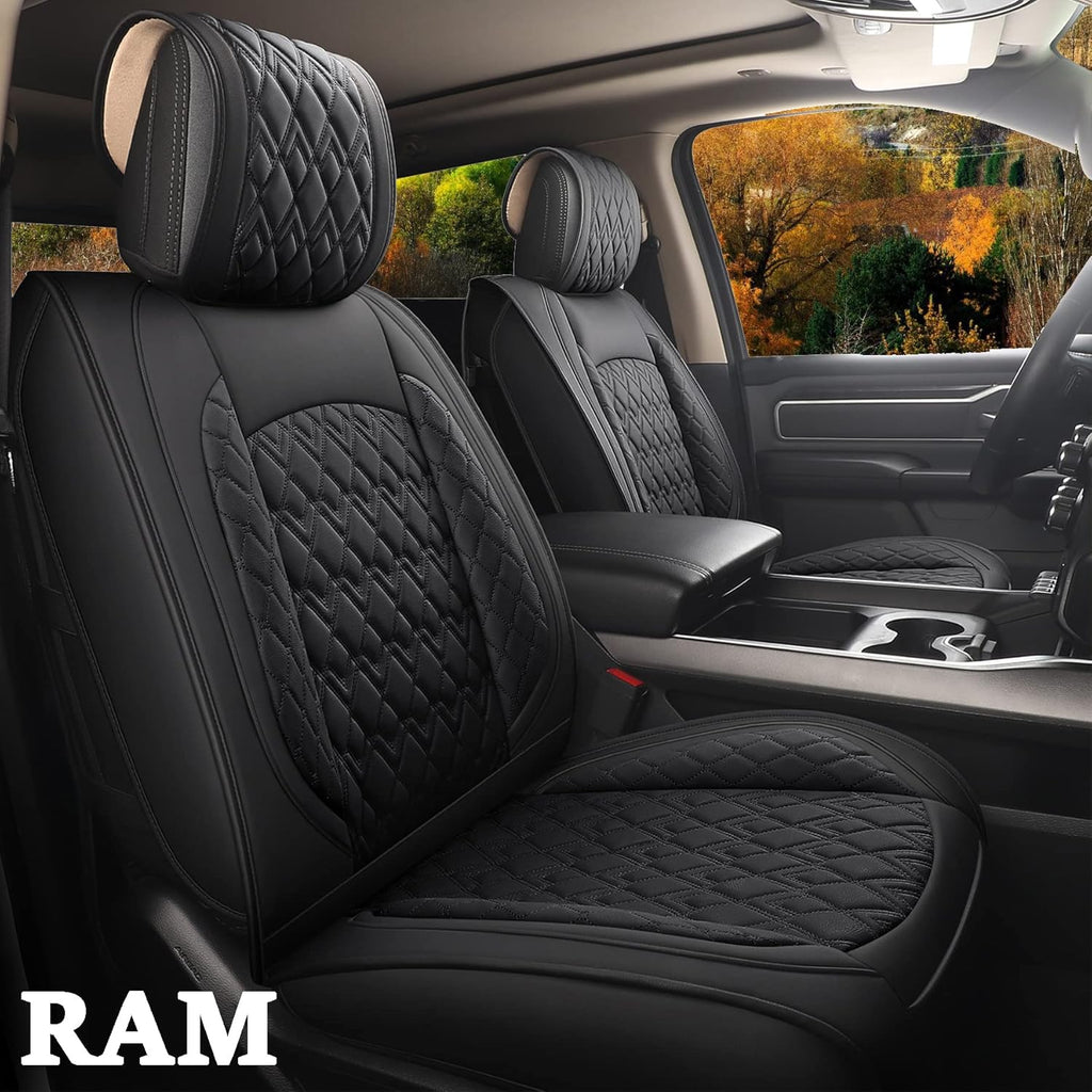 Black/Red Waterproof Synthetic Leather Seat Covers Full Set O388078