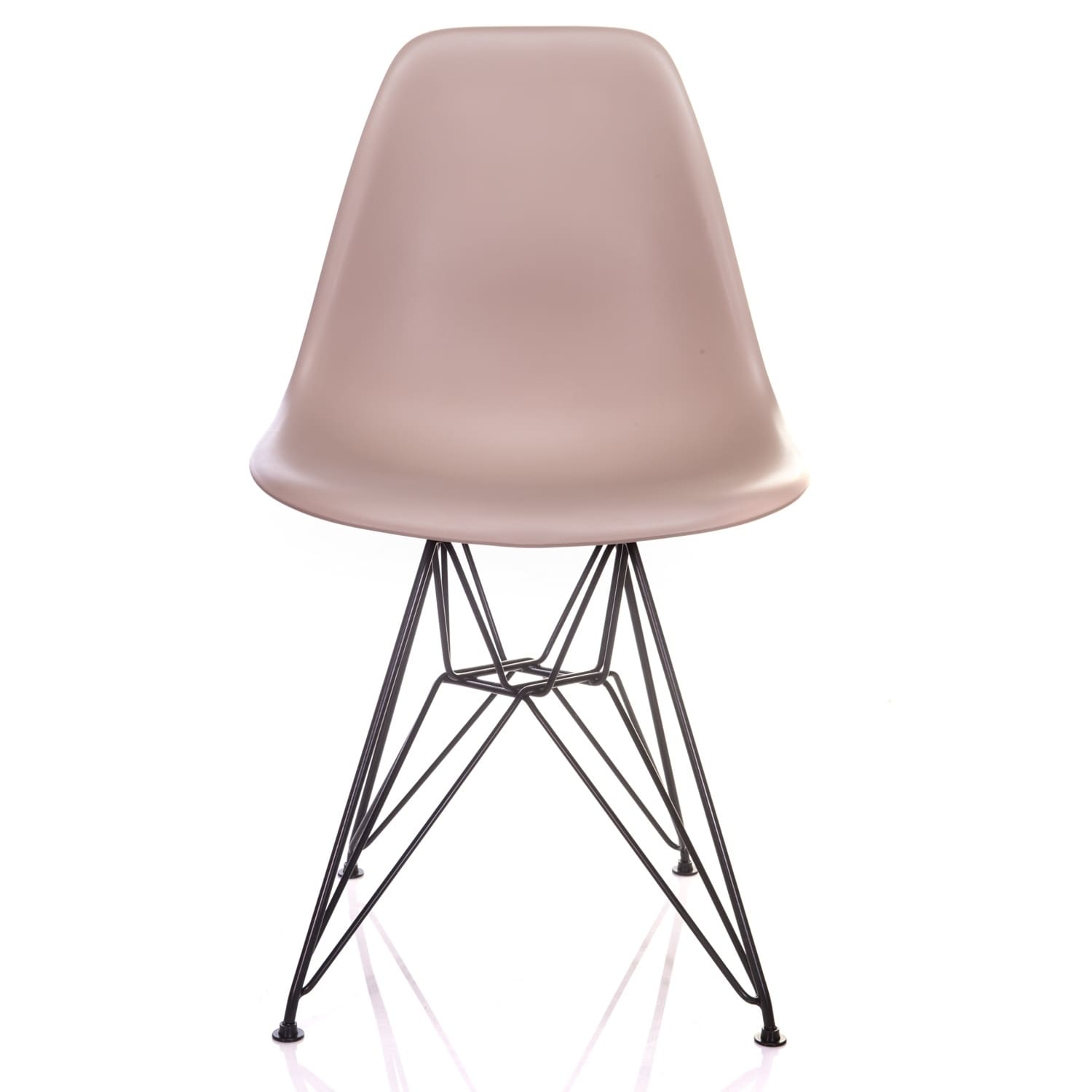Cream Beige Mid-Century Modern Dining Accent Side Chair with Black Steel Leg (Set of 2) D32632