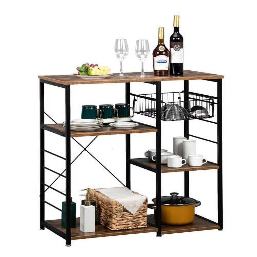 Rustic Brown Bakers Rack Microwave Oven Stand K3871