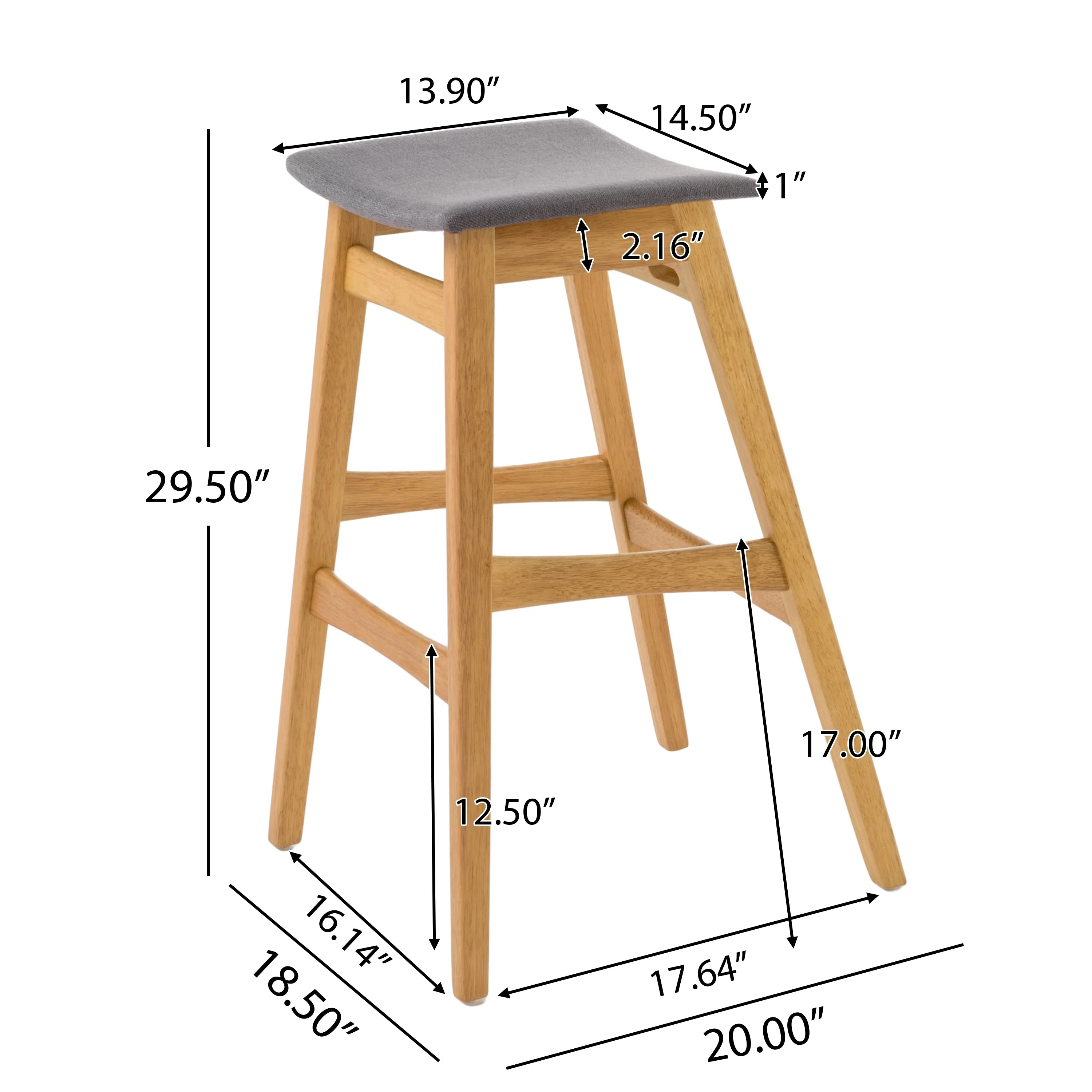 Dark Gray Fabric Backless Barstools, Set of 2 X561597