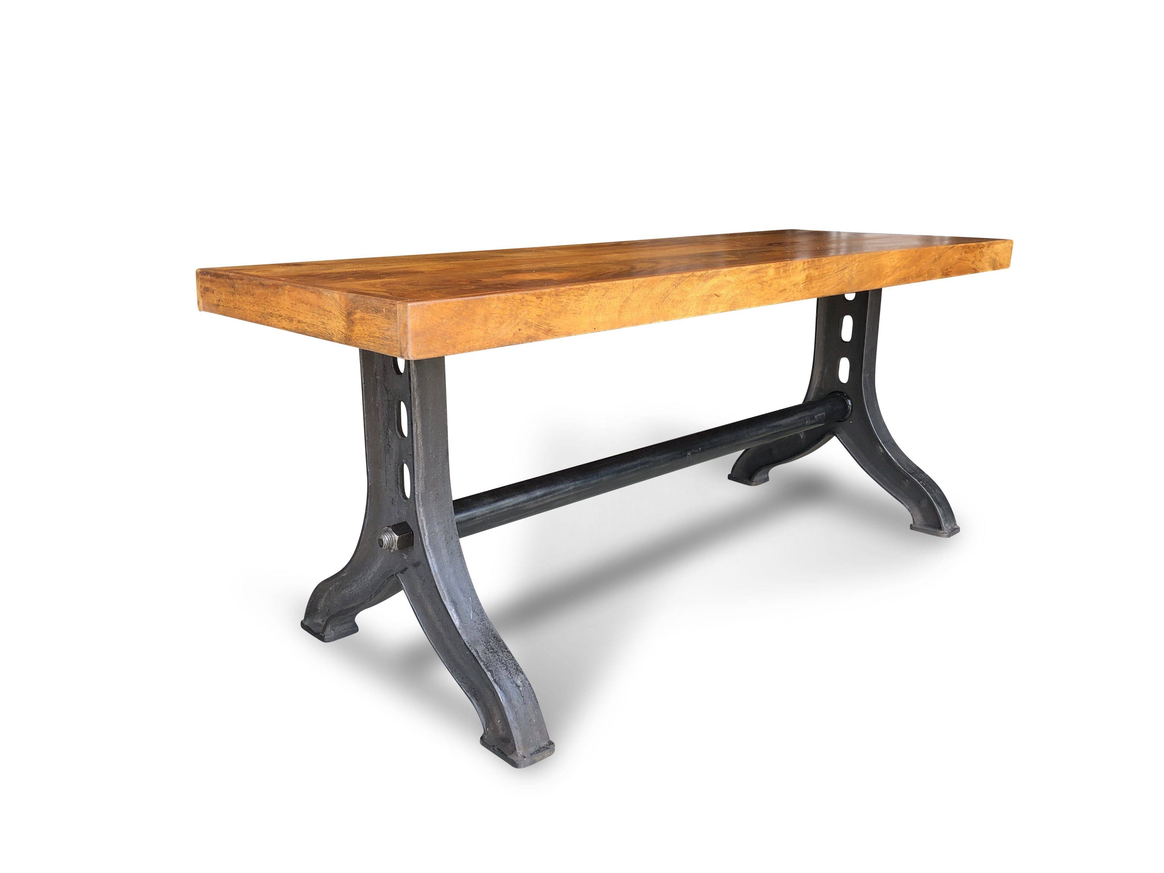 Industrial Dining Bench with Cast Iron and Reclaimed Hardwood K8938