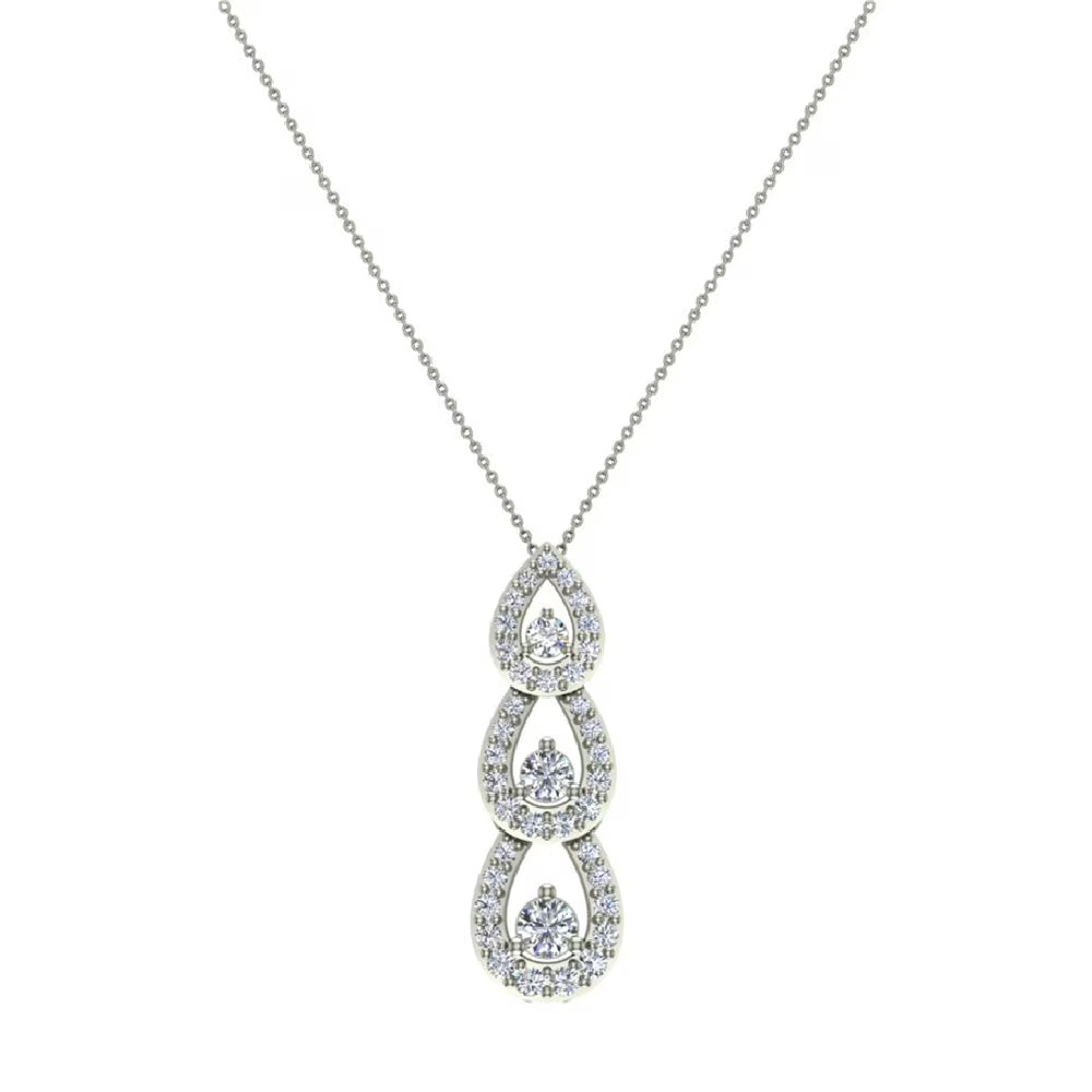 18K White Gold Diamond Pendant Necklace P188