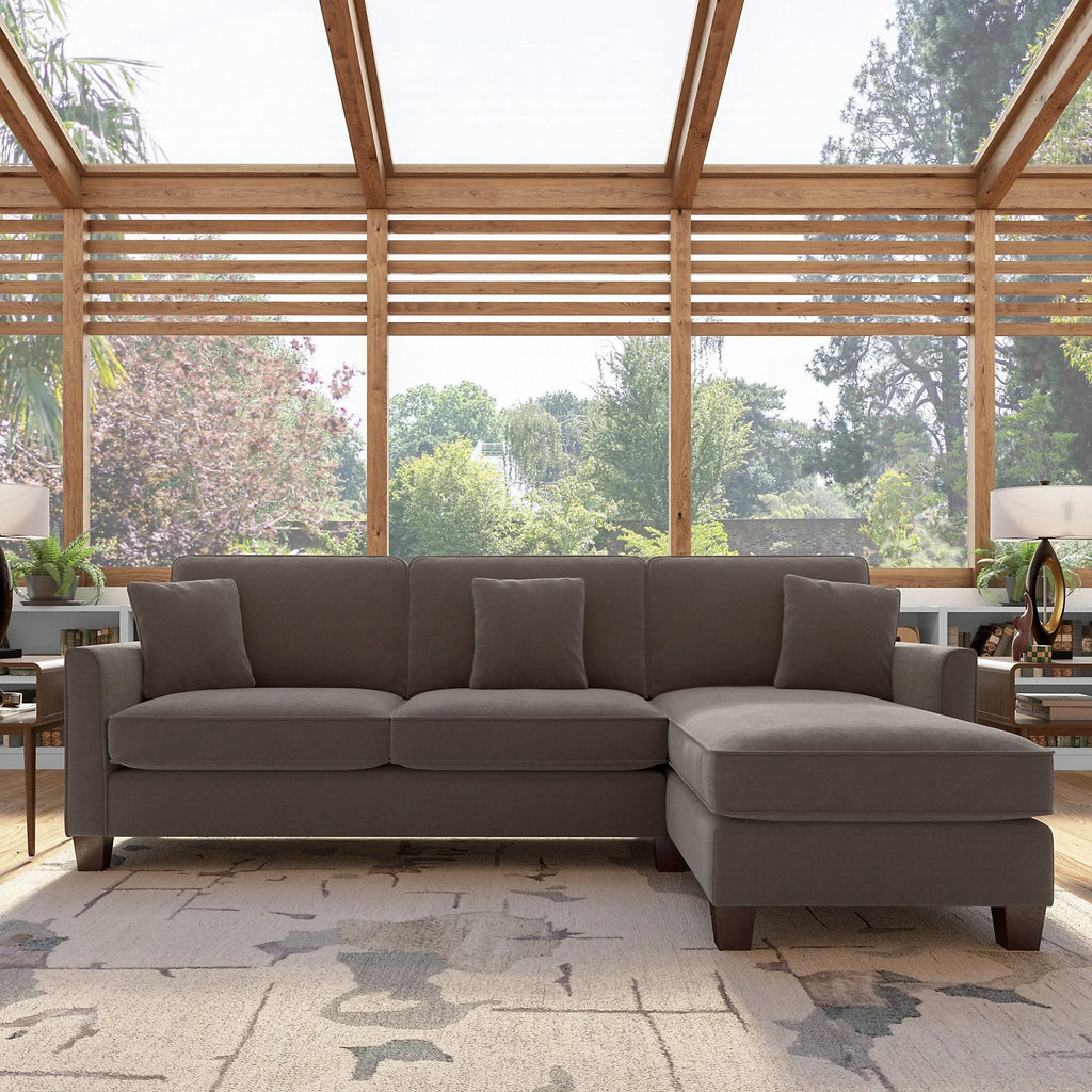 Dark Gray Microsuede Sectional Couch with Reversible Chaise C9675