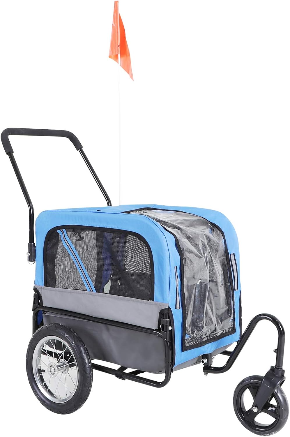 Blue 2-in-1 Dog Bike Trailer Pet Stroller Cart X56896