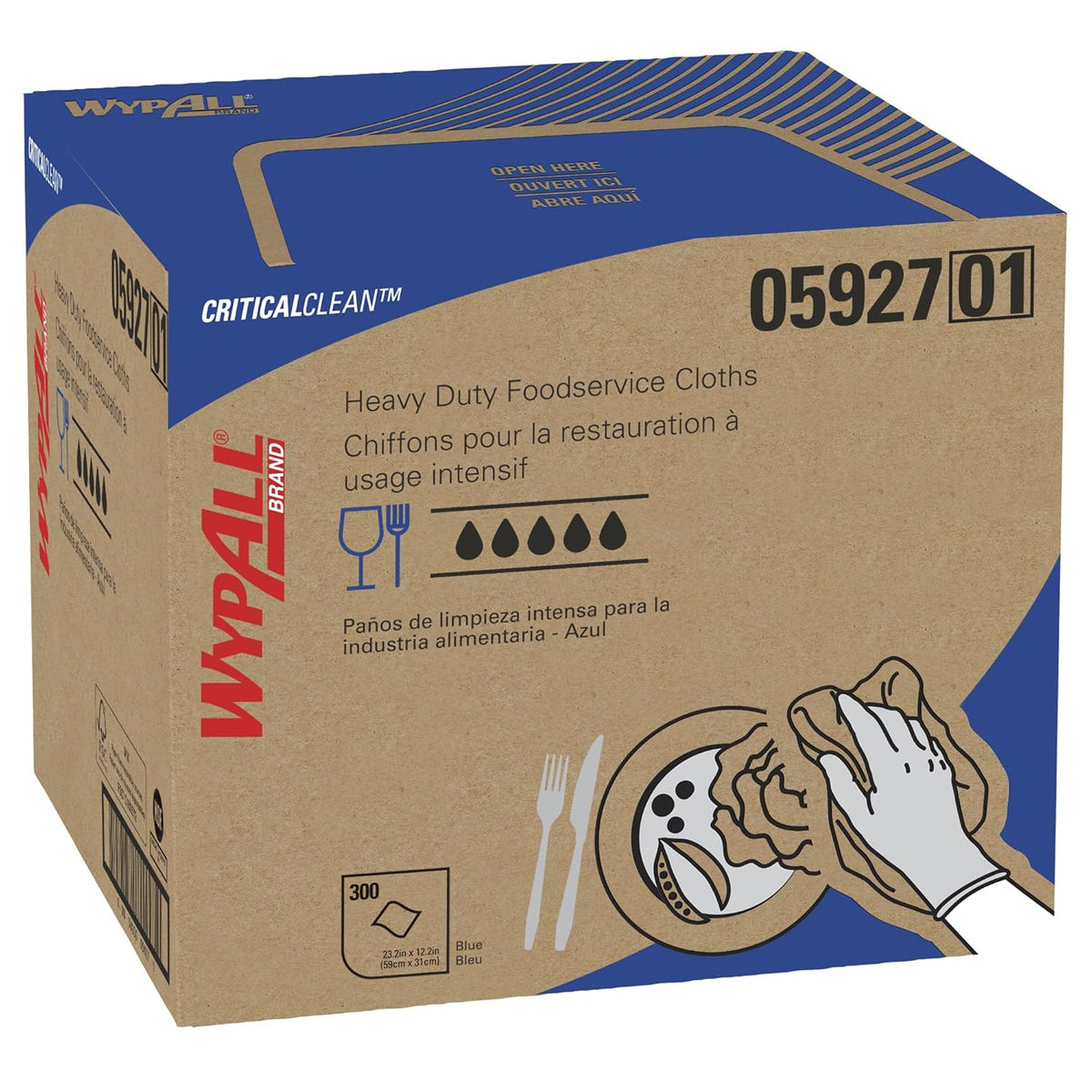 Blue 1/4 Fold Foodservice Towels, Case of 300, Pack of 2 L137