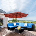 Blue and Black PE Rattan Patio Sectional Set with Table E66707