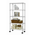 14 inchD x 30 inchW x 62 inchH 5 Shelf Chrome Wire Shelving Rack with Casters A95006