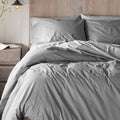Organic 300 Percale Duvet Cover, Full/Queen - Pewter R621