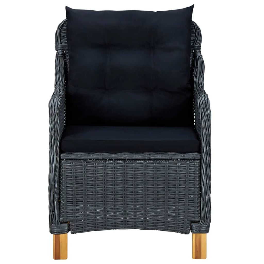 2 pcs Poly Rattan Dark Gray Patio Chairs with Cushions U160235