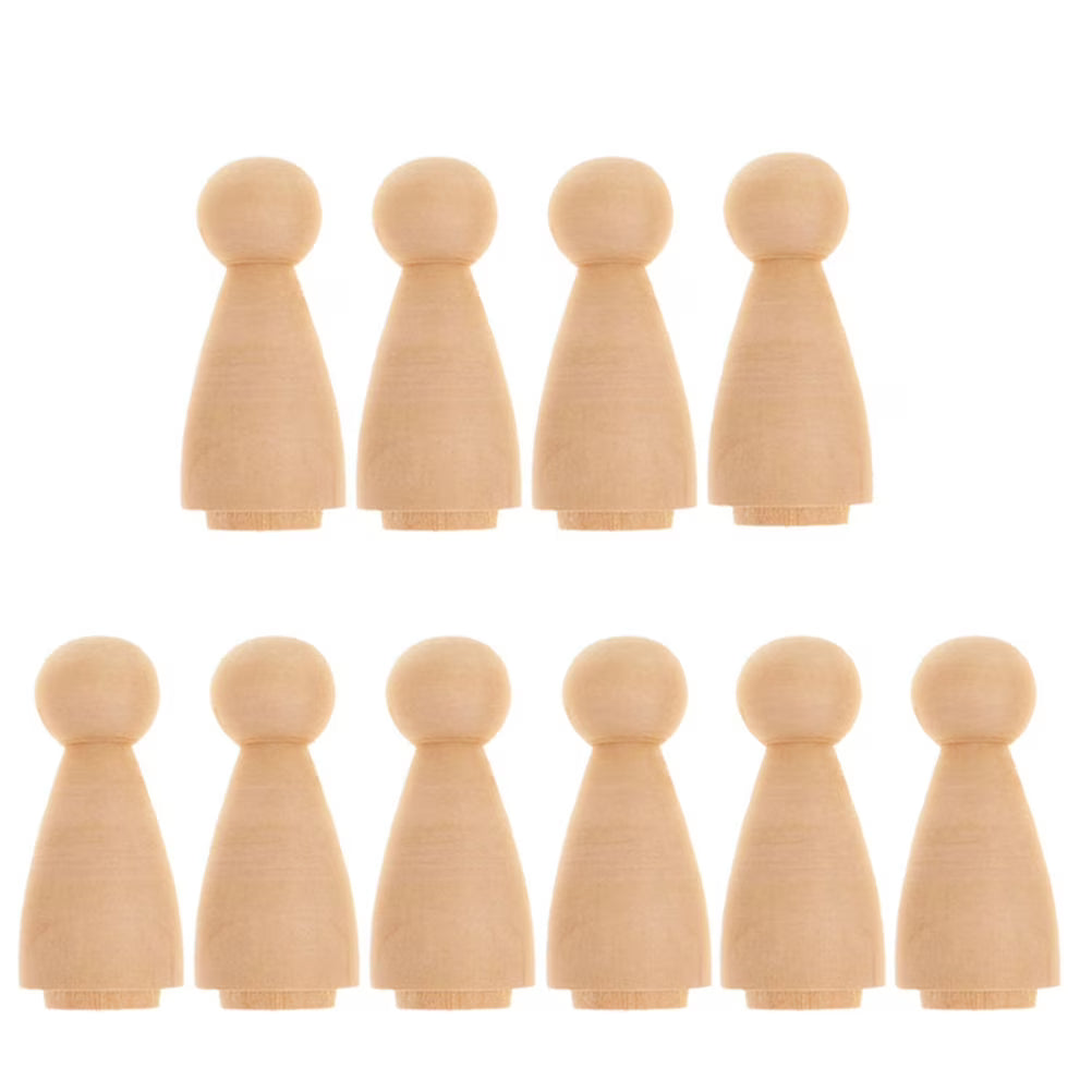 10 Pcs Unfinished Wooden Peg Dolls E33809