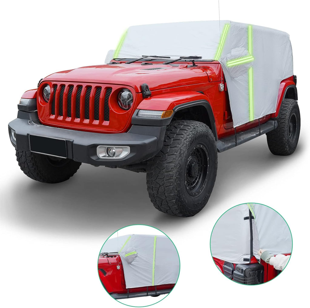 Waterproof Car Cab Cover for Jeep Wrangler 4 Door with 8 Gust Hooks Pack of 2 F622933