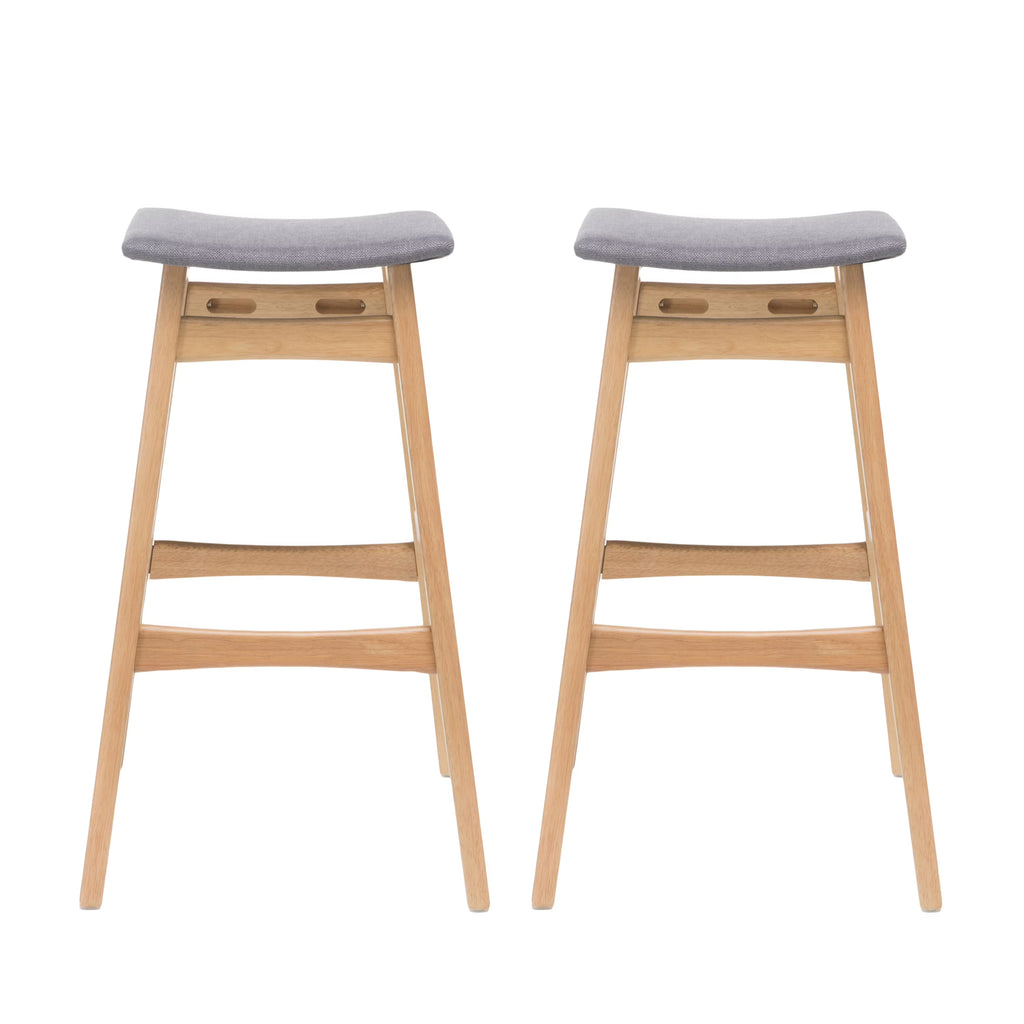 Dark Gray Fabric Backless Barstools, Set of 2 X561597